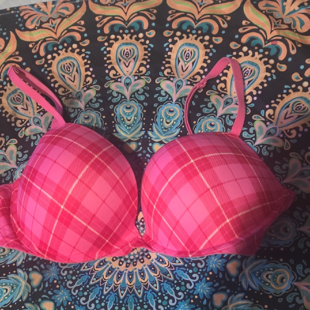 Victoria's Secret Vibrant Pink Plaid Bra